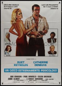 1b0818 HUSTLE Italian 1p 1976 Robert Aldrich, art of Burt Reynolds & sexy Catherine Deneuve!