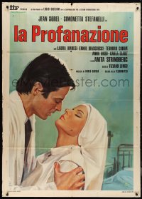 1b0824 LA PROFANAZIONE Italian 1p 1974 Ezio Tarantelli art of doctor Jean Sorel romancing a nun!