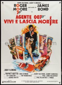 1b0829 LIVE & LET DIE Italian 1p R1970s art of Roger Moore as James Bond & sexy tarot cards!