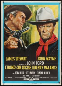 1b0831 MAN WHO SHOT LIBERTY VALANCE Italian 1p R1970s John Wayne & James Stewart, different art!