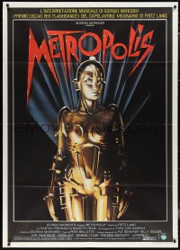 1b0832 METROPOLIS Italian 1p R1984 Fritz Lang classic, great Nikosey art of robot Brigitte Helm!