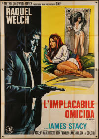 1b0911 FLAREUP Italian 2p 1970 different art of sexy Raquel Welch & man who wants to kill her!