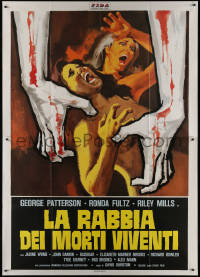 1b0922 I DRINK YOUR BLOOD Italian 2p 1978 wild different art of bloody hands grabbing at naked women!