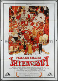 1b0924 INTERVISTA Italian 2p 1987 Federico Fellini, wonderful montage art by Milo Houston!