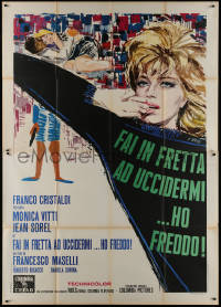 1b0926 KILL ME QUICK I'M COLD Italian 2p 1967 Brini art of sexy Monica Vitti & Jean Sorel, rare!