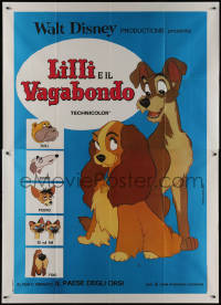 1b0928 LADY & THE TRAMP Italian 2p R1970s Disney dog classic, spaghetti scene & cast portrait!