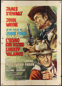 1b0932 MAN WHO SHOT LIBERTY VALANCE Italian 2p 1963 John Wayne & James Stewart, different Colizzi art