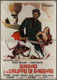 1b0963 SINBAD & THE CALIPH OF BAGHDAD Italian 2p 1973 art of hero Robert Malcom & Sonia Wilson!