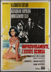 1b0966 SUDDENLY, LAST SUMMER Italian 2p R1960s art of super sexy Elizabeth Taylor in swimsuit!