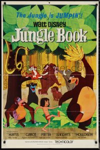 1b1268 JUNGLE BOOK 1sh 1967 Walt Disney cartoon classic, great image of Mowgli & friends!