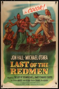 1b1276 LAST OF THE REDMEN 1sh 1947 Jon Hall, Evelyn Ankers, adapted from The Last of the Mohicans!