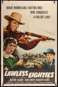 1b1278 LAWLESS EIGHTIES 1sh 1957 Buster Crabbe, Marilyn Saris, cool western action art!