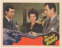 1b1957 FALCON'S BROTHER LC 1942 Tom Conway shows derringer to George J. Lewis & Amanda Varela!