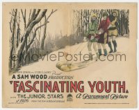 1b1791 FASCINATING YOUTH TC 1926 three Paramount Junior Stars of 1926 standing on toboggan, lost!