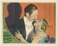 1b1958 FASHIONS IN LOVE LC 1929 best romantic c/u of Adolphe Menjou & mistress Miriam Seegar, rare!