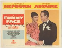 1b1965 FUNNY FACE LC #4 1957 best close up of elegant Audrey Hepburn & Fred Astaire in tuxedo!