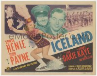 1b1813 ICELAND TC 1942 ice skating Sonja Henie, John Payne & Sammy Kaye with clarinet, Jack Oakie!