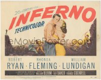 1b1816 INFERNO 2D TC 1953 artwork of William Lundigan romancing sexy Rhonda Fleming!