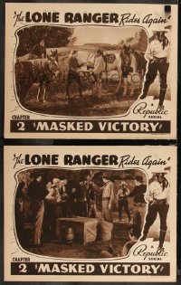 1b2175 LONE RANGER RIDES AGAIN 2 chapter 2 LCs 1939 Bob Livingston as the masked hero with Silver!