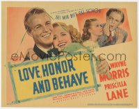 1b1840 LOVE, HONOR & BEHAVE TC 1938 great romantic c/u of Wayne Morris & pretty Priscilla Lane!