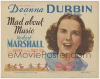 1b1842 MAD ABOUT MUSIC TC 1938 huge close up headshot portrait of young singing Deanna Durbin, rare!