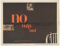 1b1854 NO WAY OUT TC 1950 Widmark's eyes & terrified Linda Darnell, great design by Eric Nitsche!