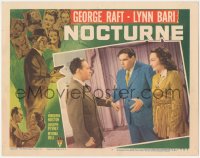 1b2004 NOCTURNE LC #7 1946 George Raft & Lynn Bari, film noir border art, Hollywood glamor murder!