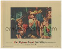 1b2013 PAJAMA GAME LC #7 1957 c/u of Doris Day eating apple w/ Barbara Nichols & girls on stairs!