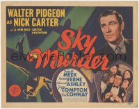 1b1880 SKY MURDER TC 1940 Walter Pidgeon as detective Nick Carter, cool airplane artwork!