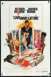 1b1283 LIVE & LET DIE West Hemi 1sh 1973 Robert McGinnis art of Roger Moore as James Bond!