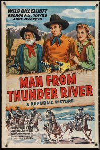 1b1299 MAN FROM THUNDER RIVER 1sh 1943 Wild Bill Elliot, Gabby Hayes, Anne Jeffreys