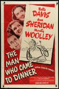 1b1300 MAN WHO CAME TO DINNER 1sh 1942 sexy Bette Davis & Ann Sheridan, Jimmy Durante, Monty Woolley