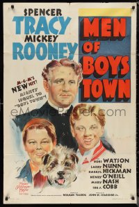 1b1307 MEN OF BOYS TOWN style C 1sh 1941 Spencer Tracy as Father Flanagan, Mickey Rooney, Vincentini!