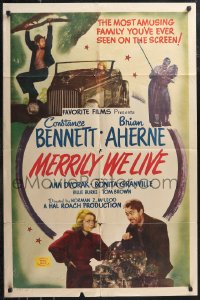 1b1308 MERRILY WE LIVE 1sh R1948 Constance Bennett, Brian Aherne, most amusing family ever seen!