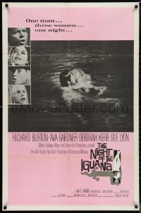 1b1323 NIGHT OF THE IGUANA 1sh 1964 Burton, Gardner, Lyon, Kerr, Huston, Stubis & Gold, pink design