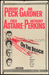 1b1329 ON THE BEACH 1sh 1959 Gregory Peck, Ava Gardner, cool art of nuclear explosion!