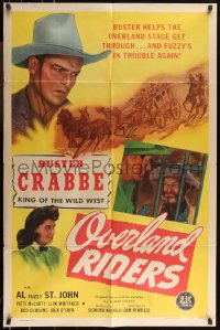 1b1334 OVERLAND RIDERS 1sh 1946 cowboy Buster Crabbe & wacky Al 'Fuzzy' St. John behind bars!