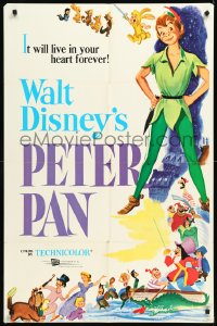 1b1337 PETER PAN 1sh R1976 Walt Disney animated cartoon fantasy classic, great full-length art!