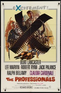 1b1347 PROFESSIONALS 1sh 1966 Burt Lancaster, Lee Marvin, Claudia Cardinale, Howard Terpning art!