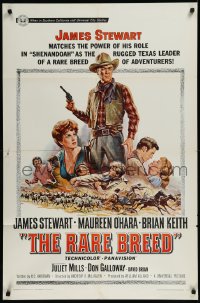 1b1353 RARE BREED 1sh 1966 art of Texas leader James Stewart, Maureen O'Hara & Brian Keith!