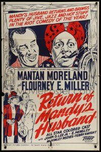 1b1359 RETURN OF MANDY'S HUSBAND 1sh 1948 Toddy, great art of Mantan Moreland w/cigar & turban!