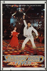 1b1376 SATURDAY NIGHT FEVER teaser 1sh 1977 best image of disco John Travolta & Karen Lynn Gorney!