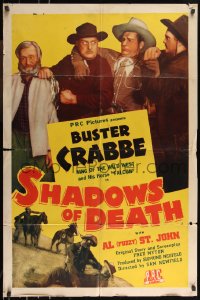 1b1380 SHADOWS OF DEATH 1sh 1945 Buster Crabbe, King of the Wild West & His Horse Falcon + Fuzzy!