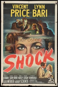 1b1383 SHOCK 1sh 1945 cool art of Vincent Price & pretty Lynn Bari & Anabel Shaw!