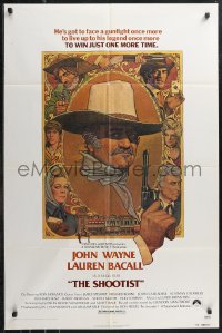 1b1384 SHOOTIST 1sh 1976 best Richard Amsel artwork of aging gunfighter John Wayne & cast!