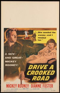 1b1522 DRIVE A CROOKED ROAD WC 1954 Mickey Rooney needed no-good Dianne Foster & she needed money!