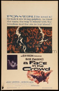 1b1529 FACE IN THE CROWD WC 1957 Andy Griffith took it raw like his bourbon & his sin, Elia Kazan