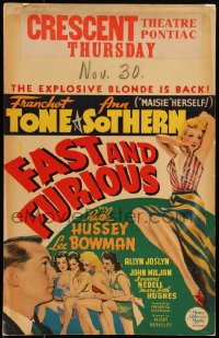 1b1535 FAST & FURIOUS WC 1939 Franchot Tone & Ann Sothern w/ sexy beauty pageant girls!