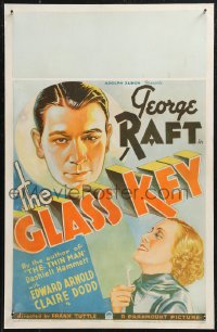 1b1553 GLASS KEY WC 1935 great art of George Raft & pretty Claire Dodd, Dashiell Hammett, very rare!