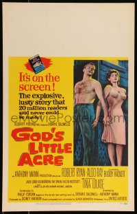 1b1554 GOD'S LITTLE ACRE WC 1958 barechested Aldo Ray & half-dressed sexy Tina Louise, Anthony Mann